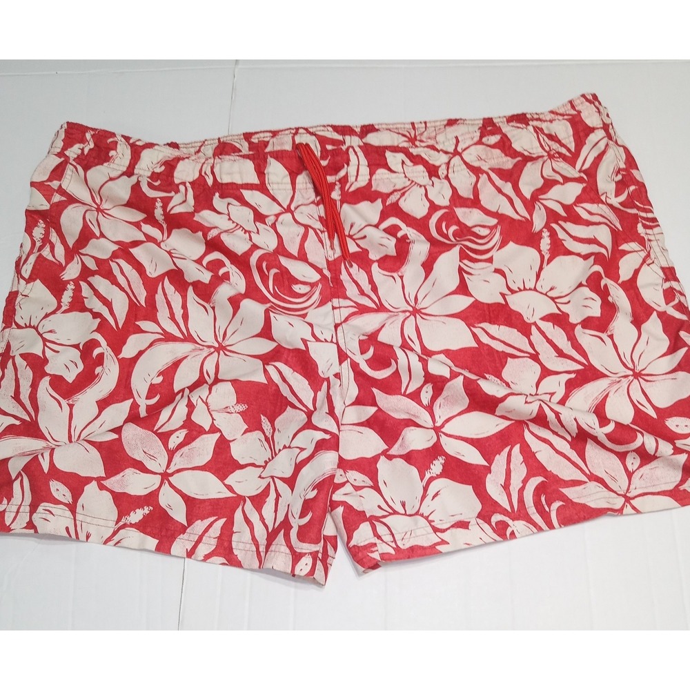 OP Ocean Pacific Hawaiian Swim Trunks Men's XL 40-42 Red Floral‎ Board Shorts